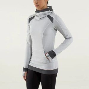 lululemon Base Runner Hoodie in Wee Stripe White Heathered Grey